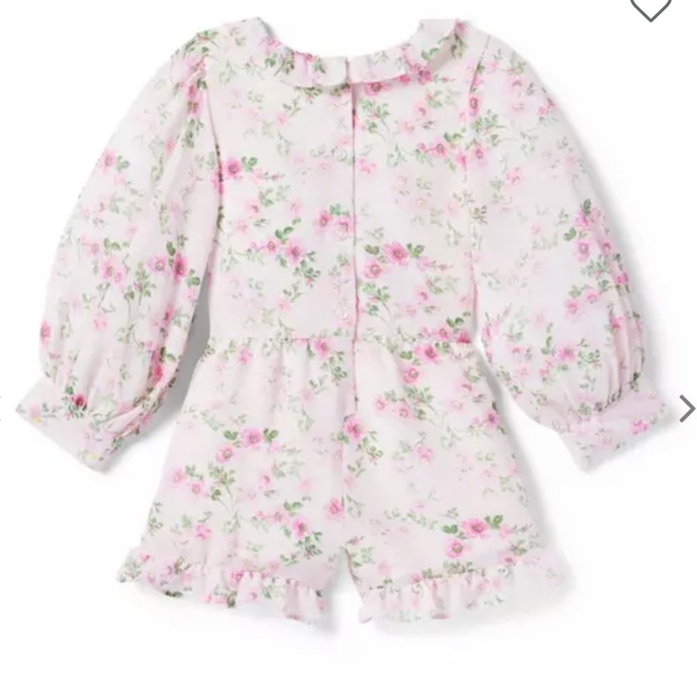 Janie & Jack FLORAL RUFFLE CHIFFON ROMPER - Picture 2 of 12